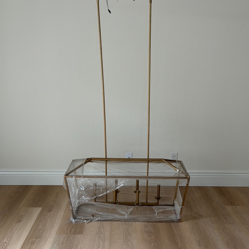 Pottery Barn Gold Rectangular Chandelier